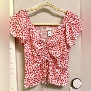 Floral print ruched crop top